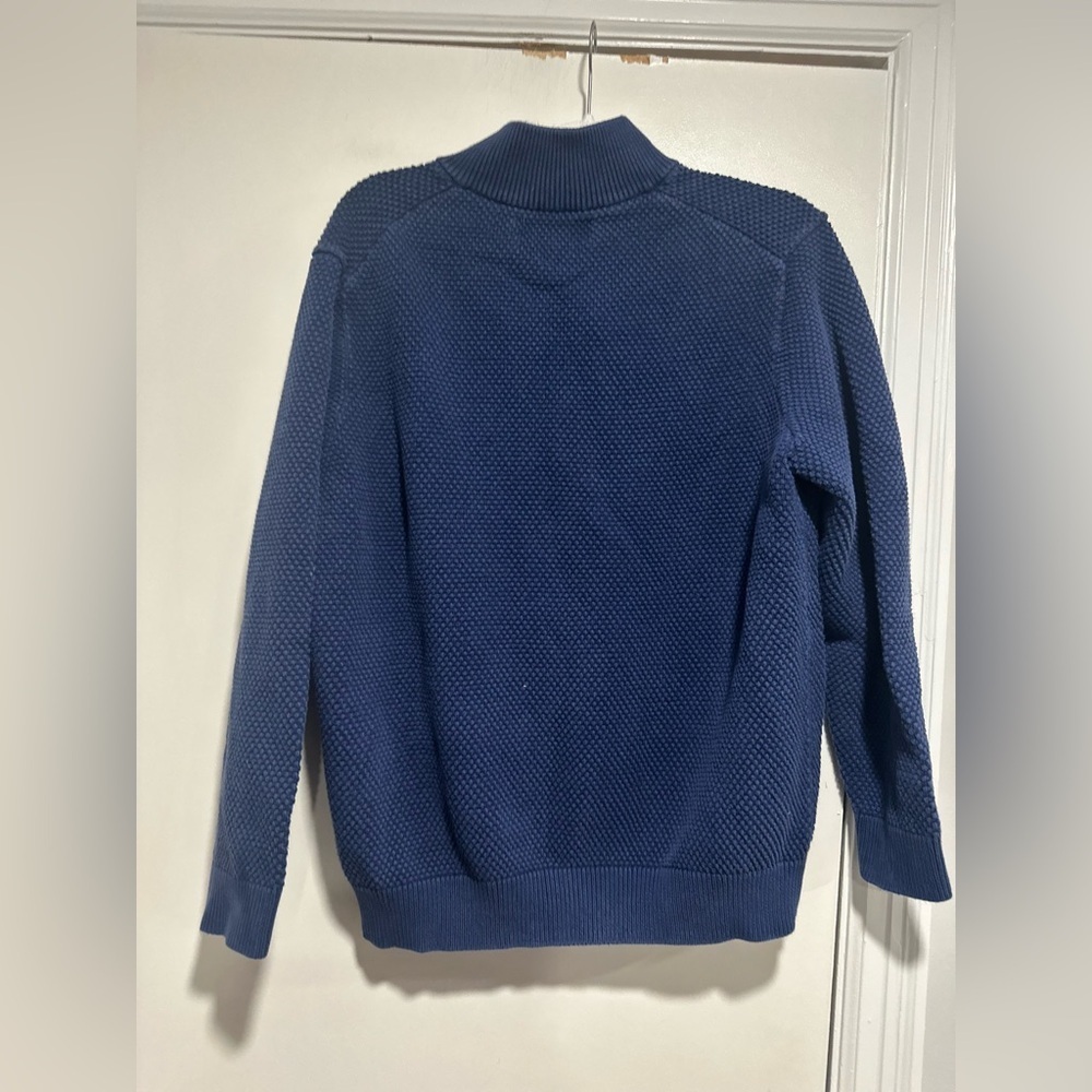 Vineyard Vines Sweater Mens Sz: L 1/4 Zip Waffle Knit Long Sleeve Blue Pullover. - Picture 2 of 11